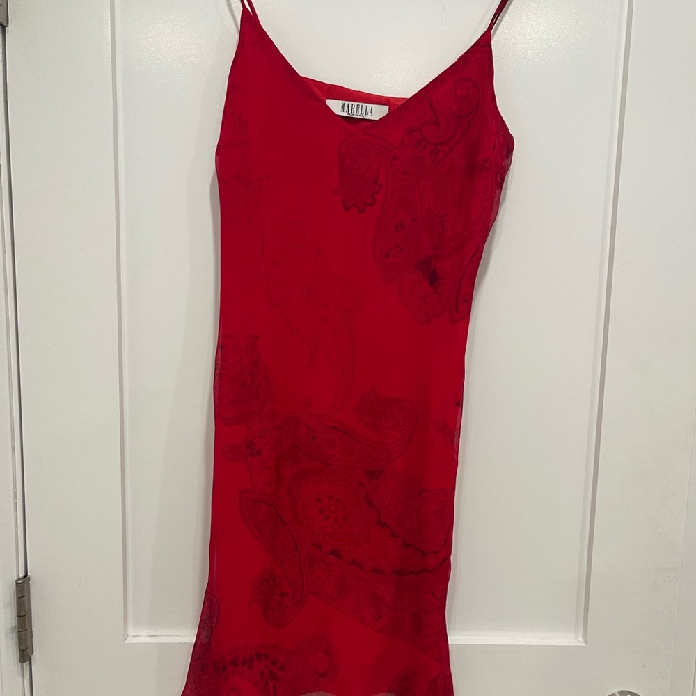 Red paisley dress